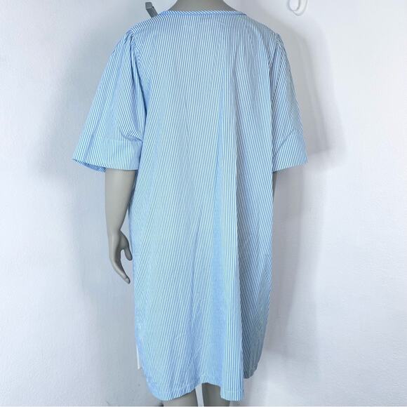 Kelly Reed House Dress Housecoat Snap Front Striped Floral Plus Size 22W 2X - Picture 4 of 6